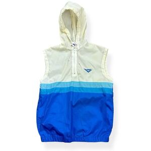 Vintage Pony Windbreaker 1/4 Zip Jacket Vest Boy's L 16-18 Colorblock Waterproof